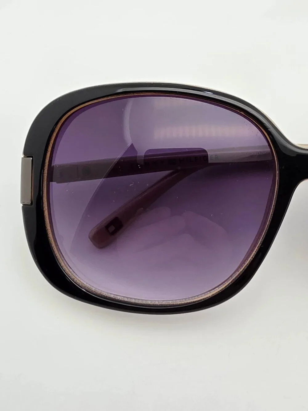 Tommy Hilfiger Janet WP OL90 Black on Metallic Sand Frame Grey Lens Sunglasses